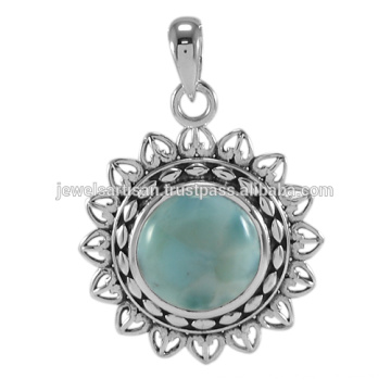 Natural Larimar Gemstone 925 Sterling Silver Pendant Jewelry